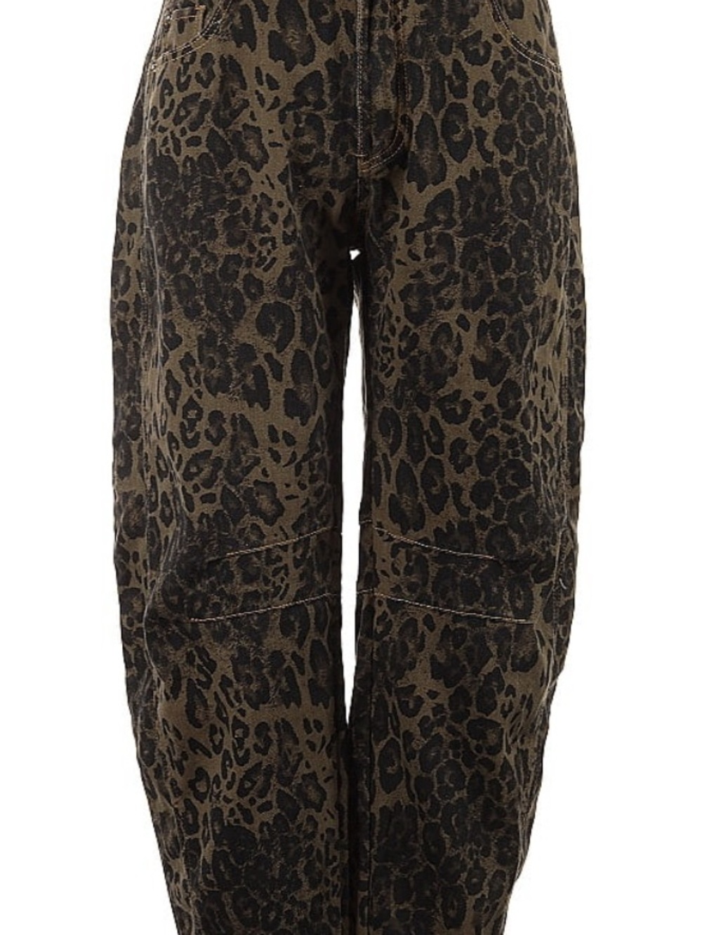 Leopard Print High-Waist Pants - Olive Brown & Black